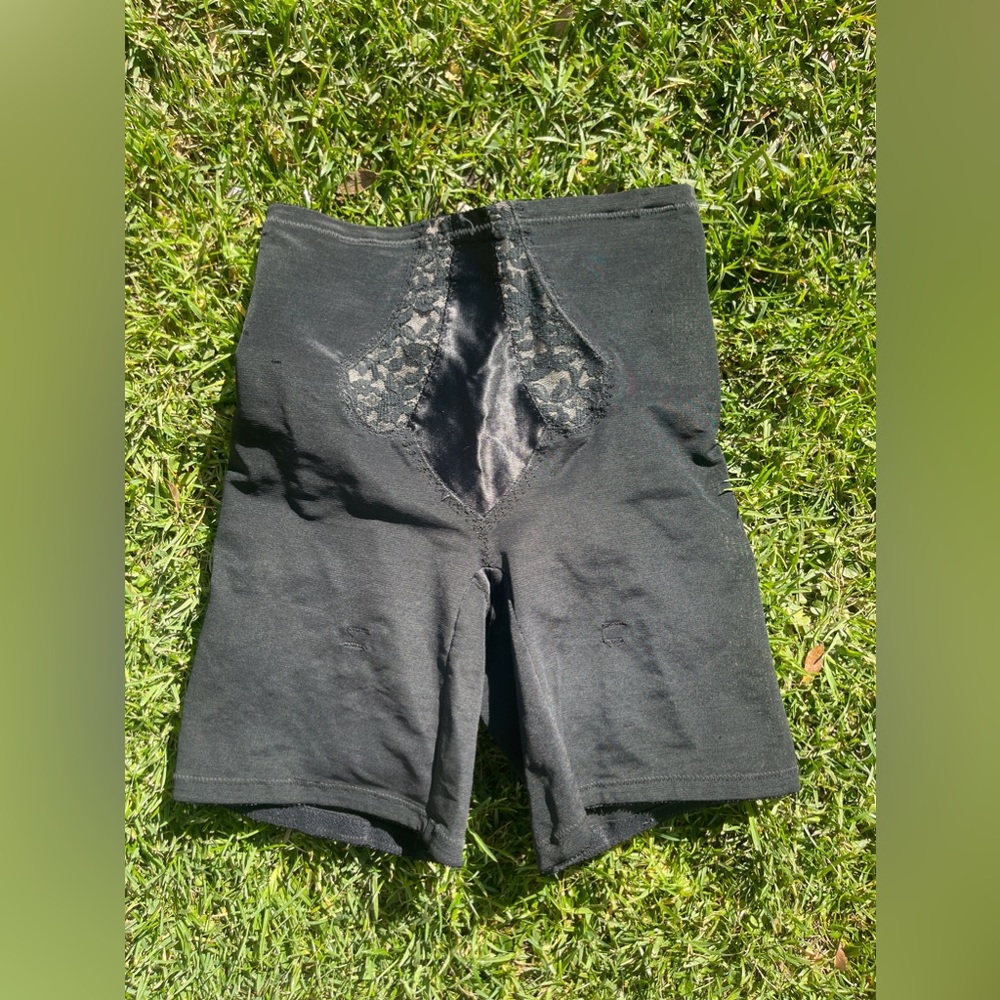 60s Vintage Black Girdle Shorts w Lace Detailing